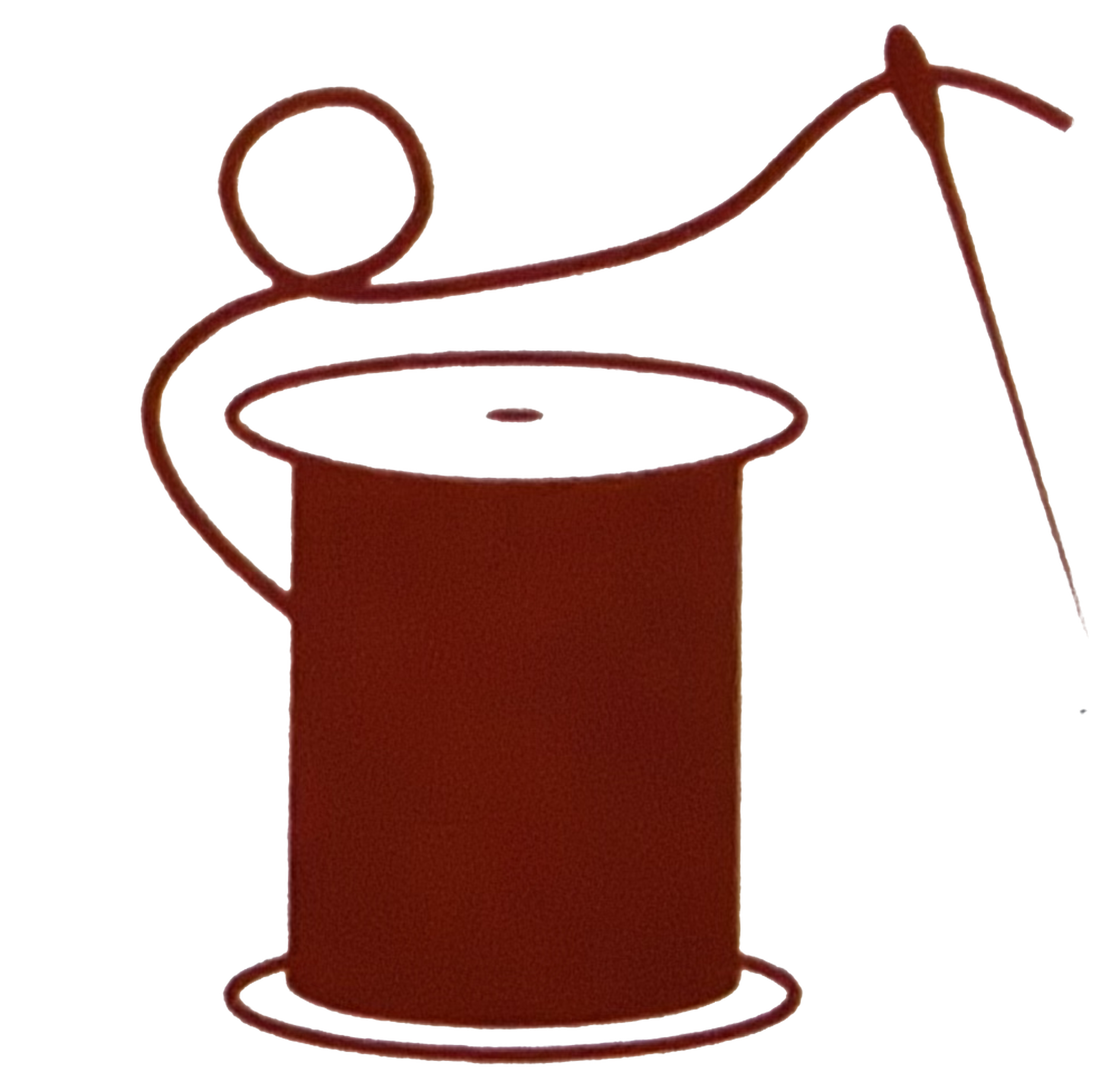 Kam's Alterations logo — thread spool and needle